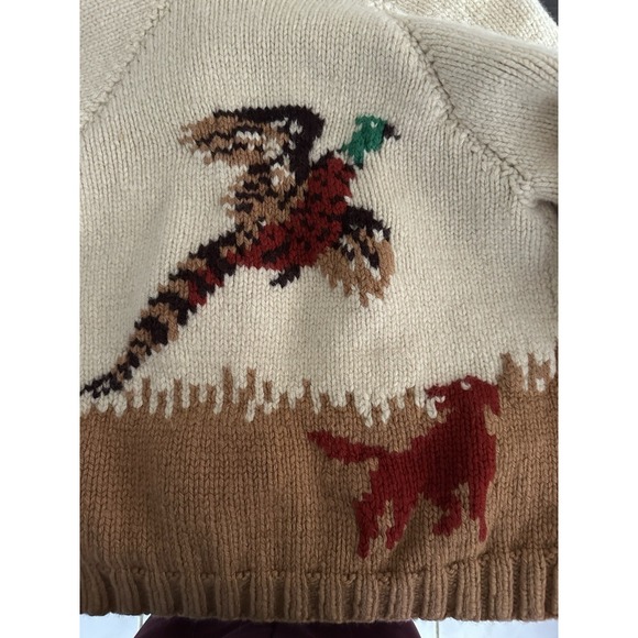 Vintage 50s Handmade Pheasant Hunting Chunky Knit Wool Cowichan Sweater - Picture 7 of 7